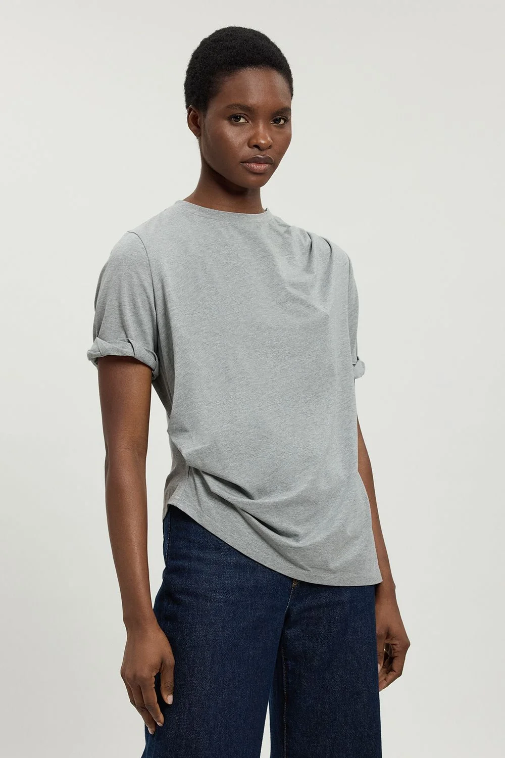 Cotton Jersey Gathered Detail T-Shirt - 1
