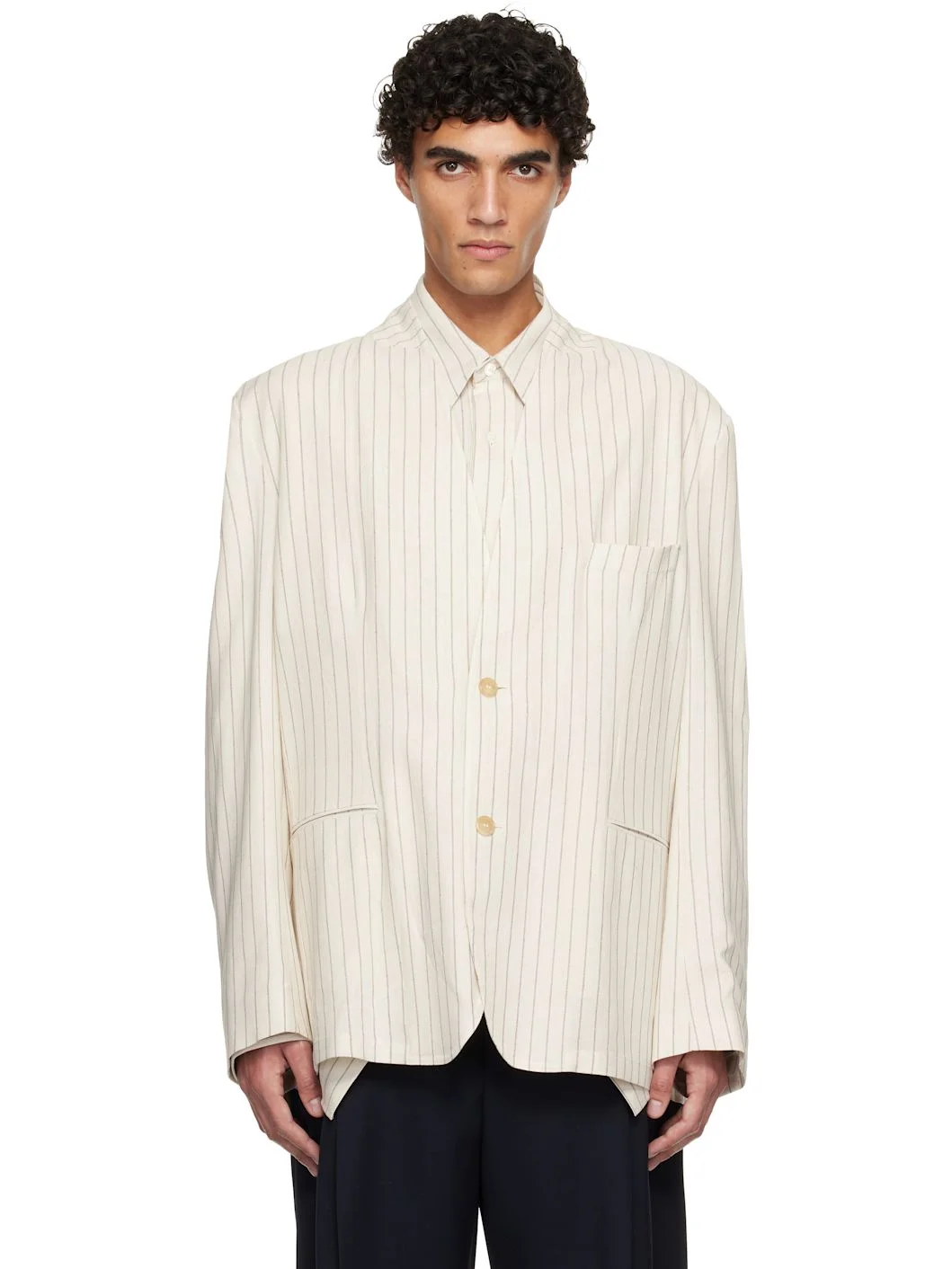 Beige Linen Blazer - 1