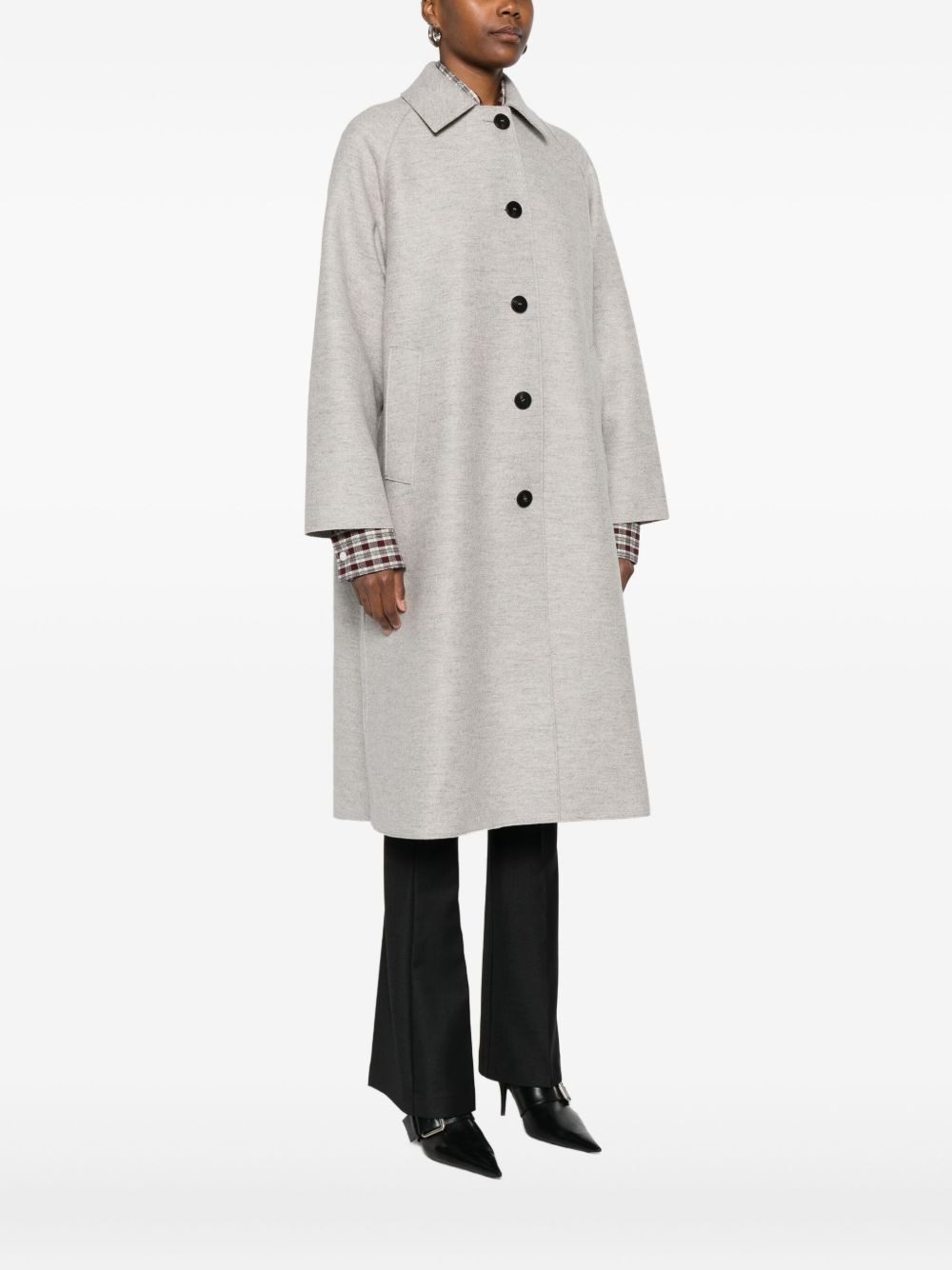 Balmacaan raglan-sleeve button coat - 3