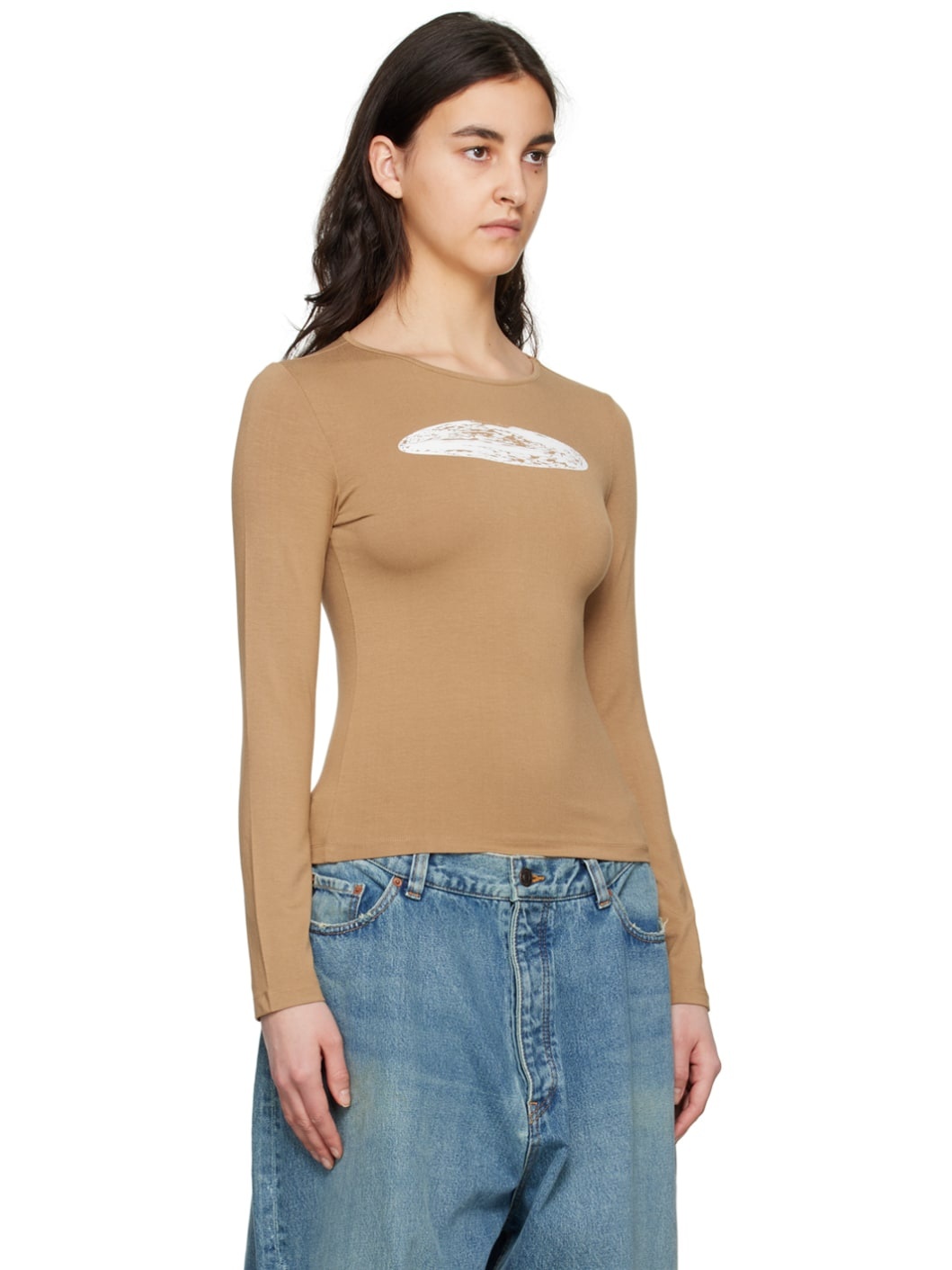 Beige Thermal Long Sleeve T-Shirt - 2
