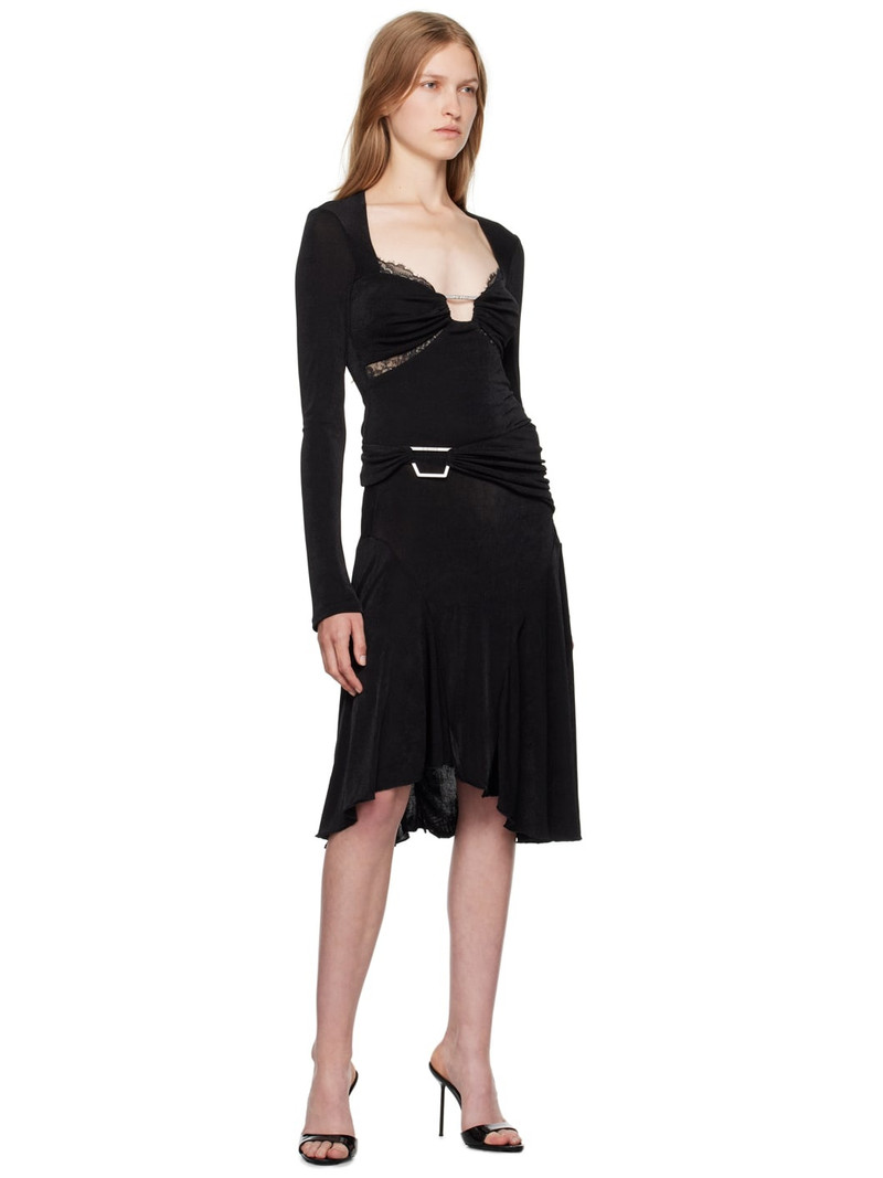 MISBHV Black Ruched Midi Skirt outlook