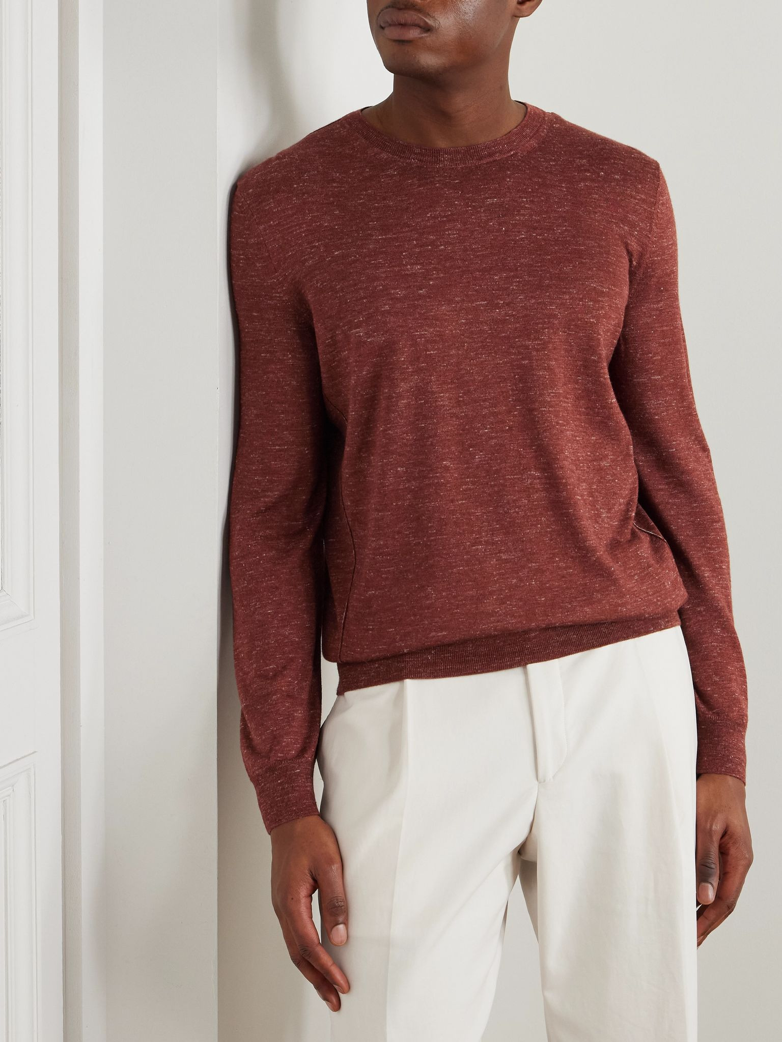 Mulberry Silk, Cashmere and Linen-Blend Sweater Red - 3