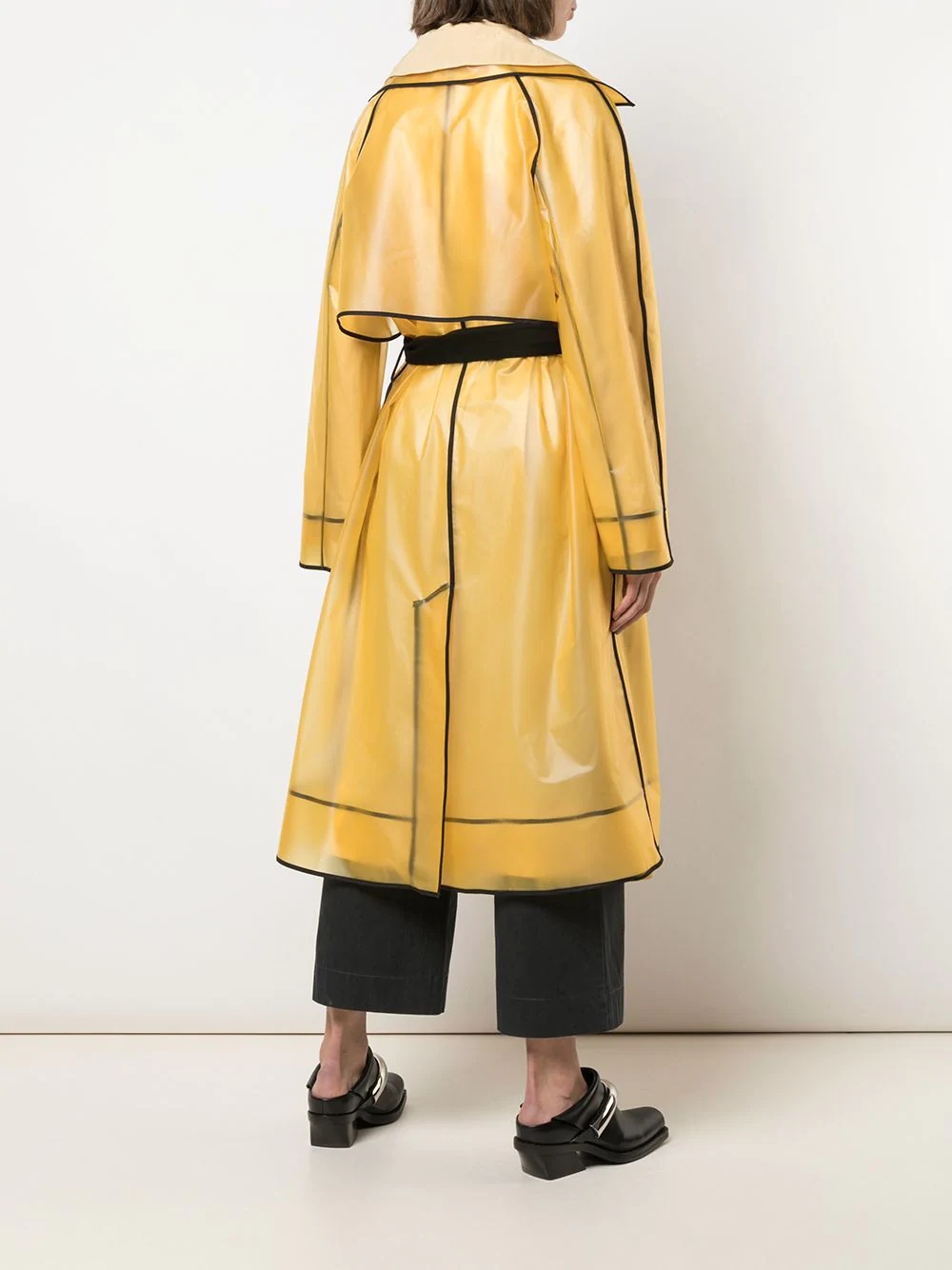 layered belted raincoat - 4