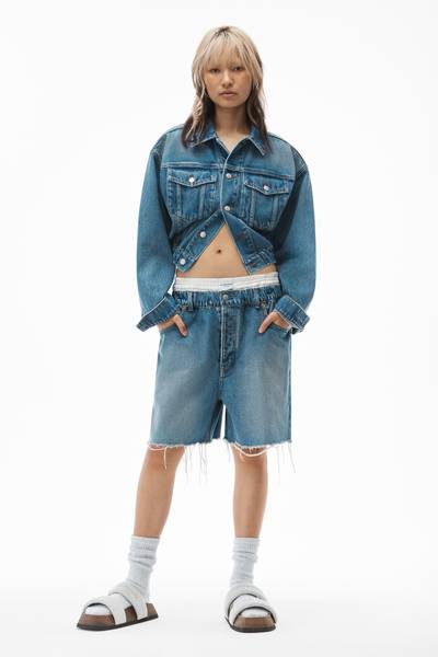 Alexander Wang RUCHED WAIST JACKET IN DENIM outlook