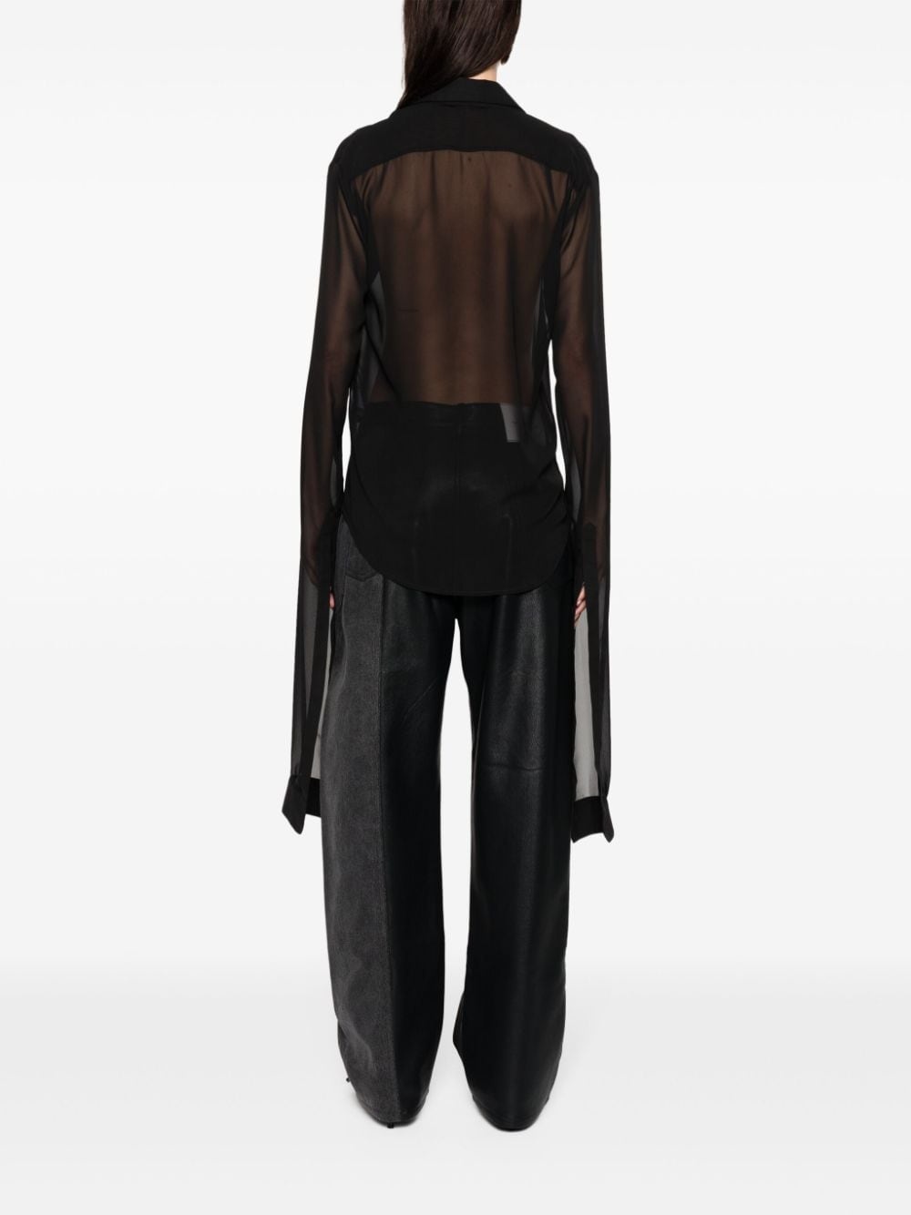 extra-long sleeves sheer shirt - 4
