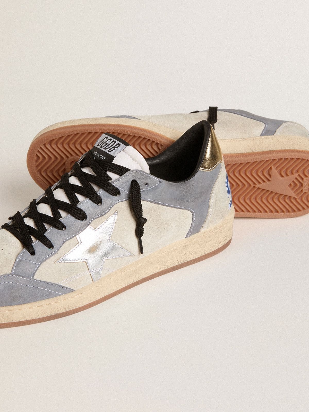 Men's Ball Star in suede and nubuck with silver metallic leather star and gold metallic leather heel - 3