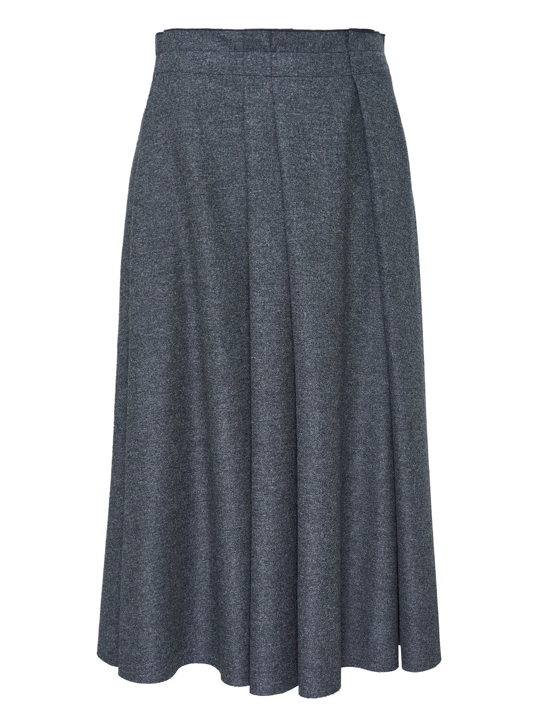 Pleated Wool Midi Skirt - 1