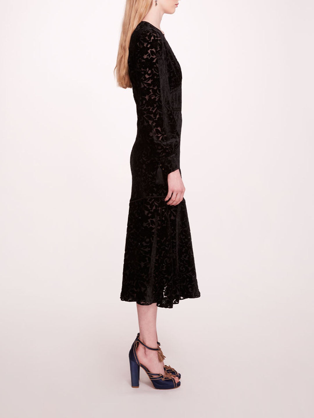 VELVET BURNOUT MIDI DRESS - 3