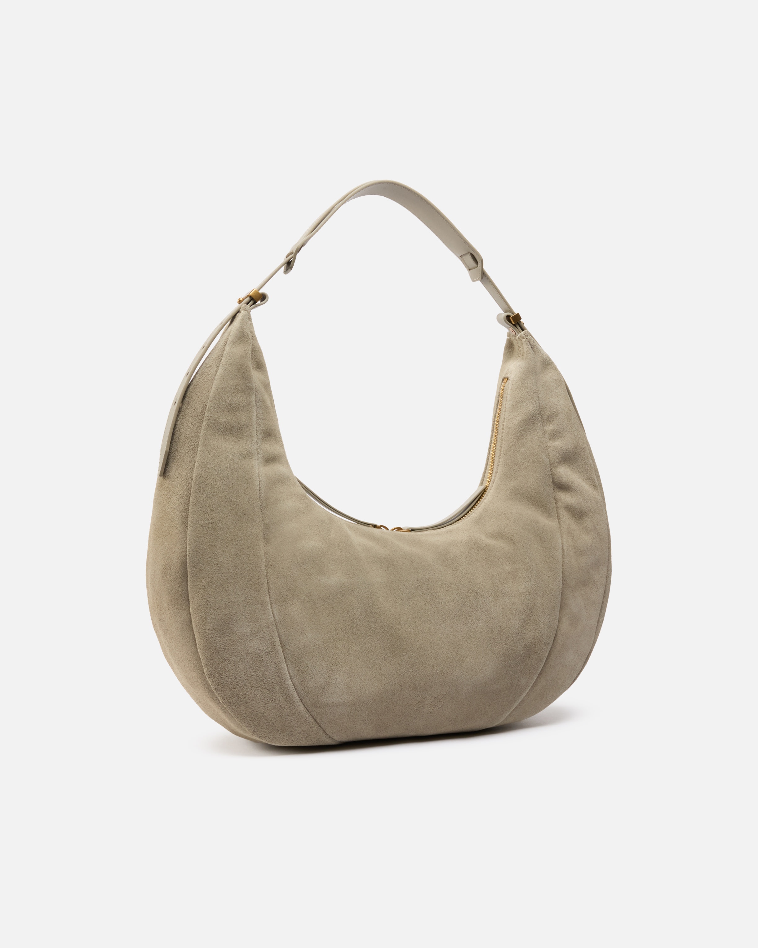 LARGE SUEDE HOBO SHOULDER BAG WITH LEATHER HANDLE - 2