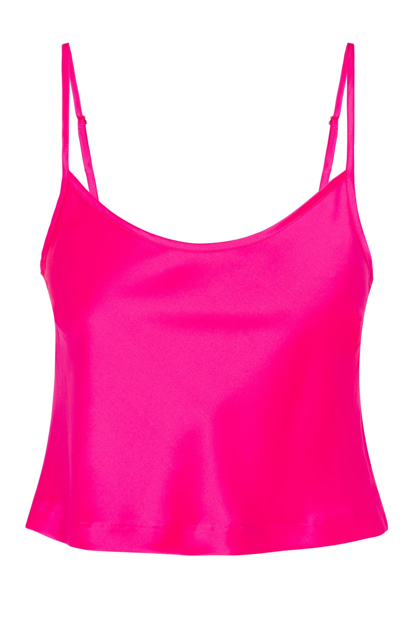 FUCHSIA SILK CROPPED CAMI - 2