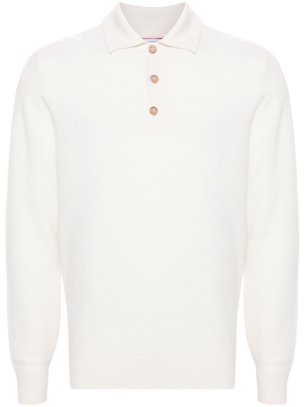 waffle-knit cashmere polo shirt - 1