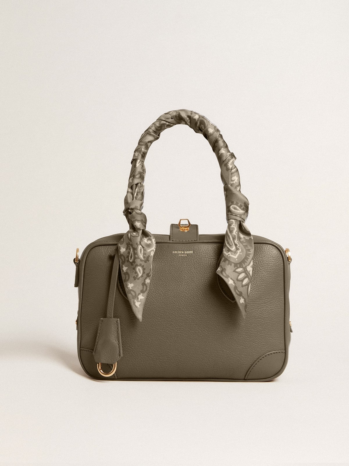 Vita Bag in sage-green sheepskin leather with gold details - 8