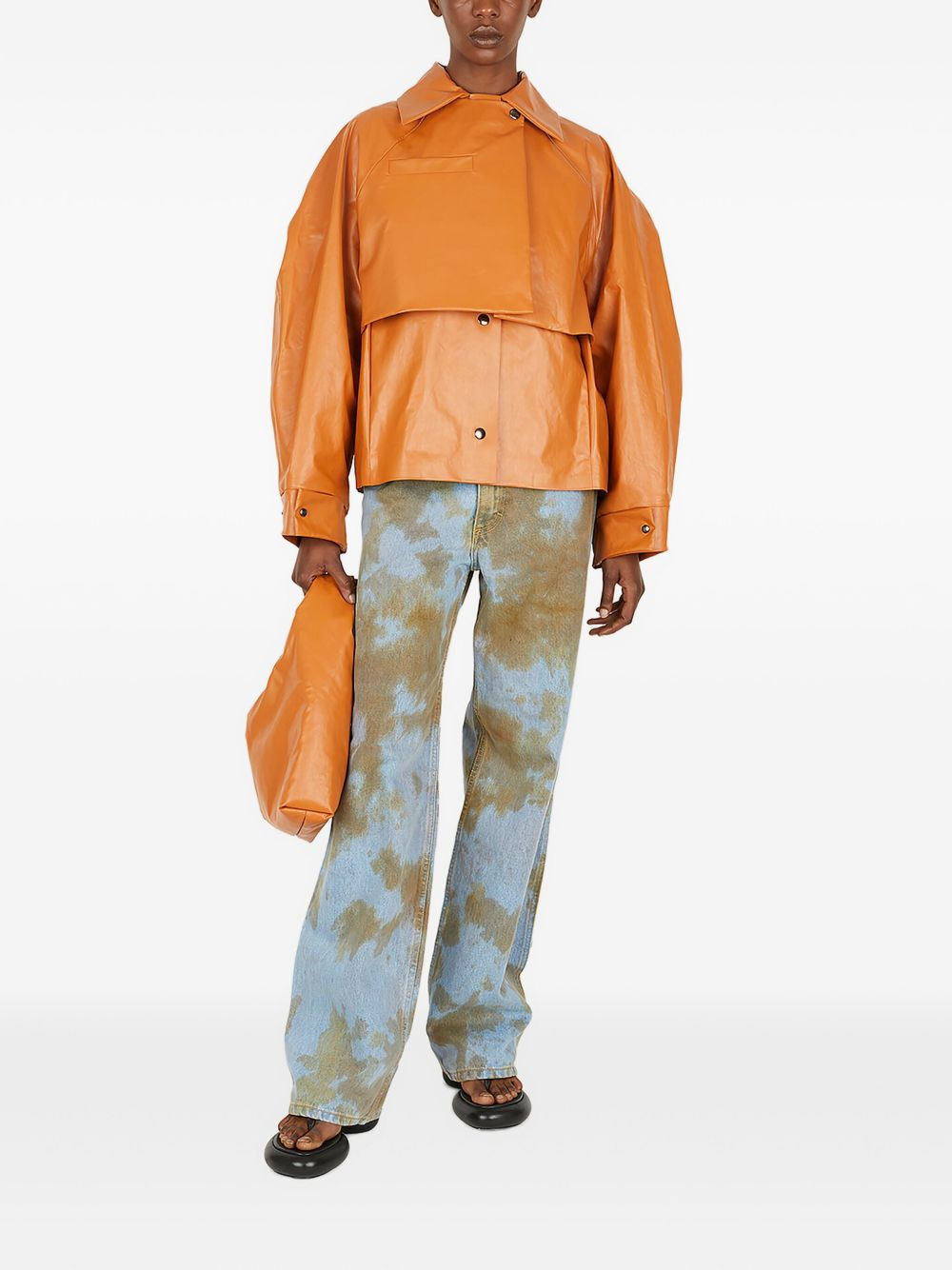 layered leather trench coat - 2