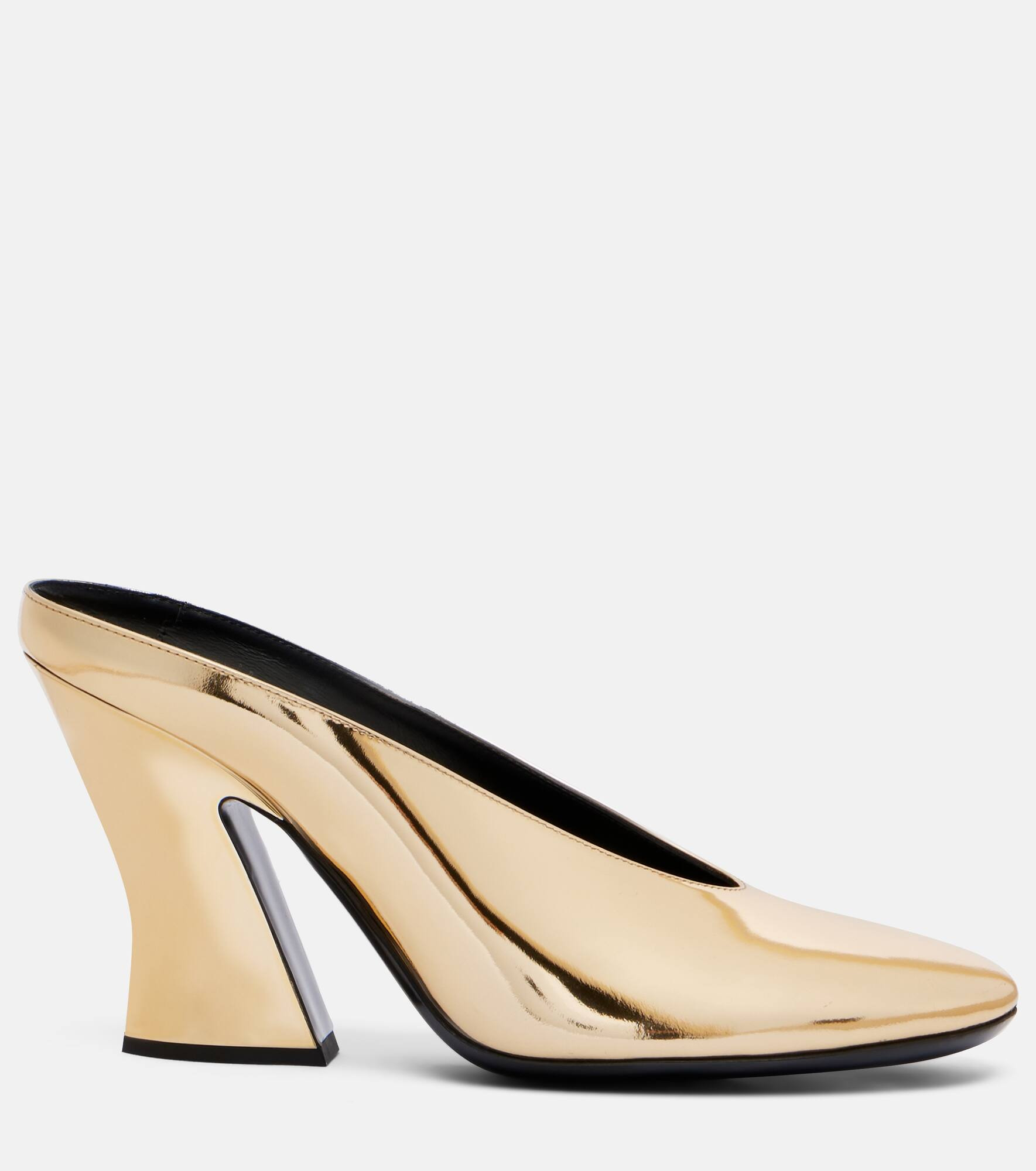 Sculpted 95 mirrored leather mules - 4