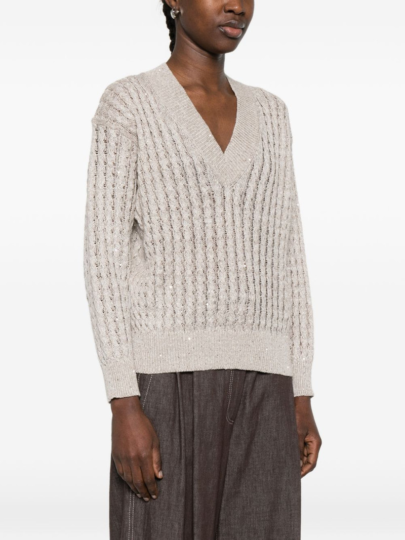 sequin-embellishment V-neck sweater 3