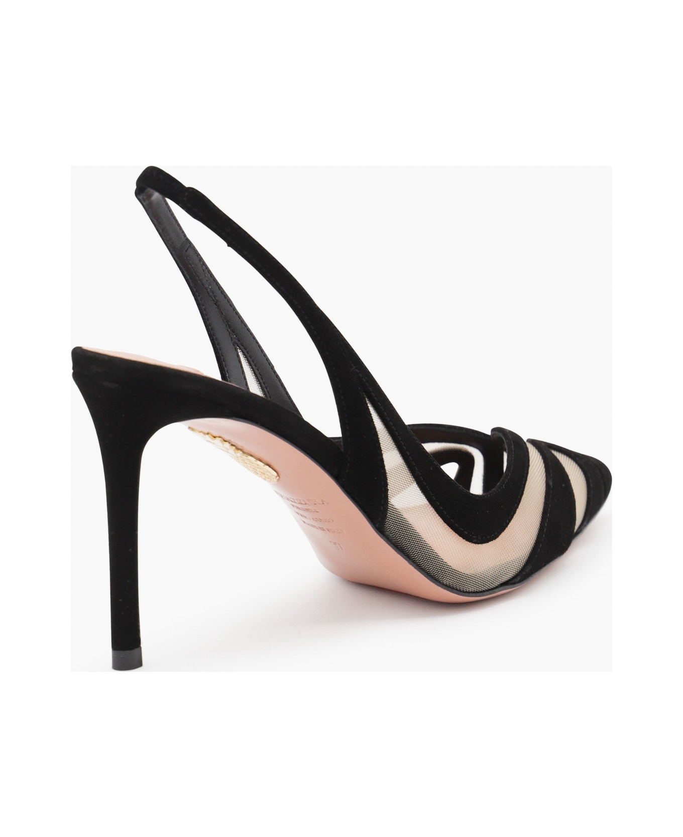 Black Leather Lune Sling 85 Pumps - 3