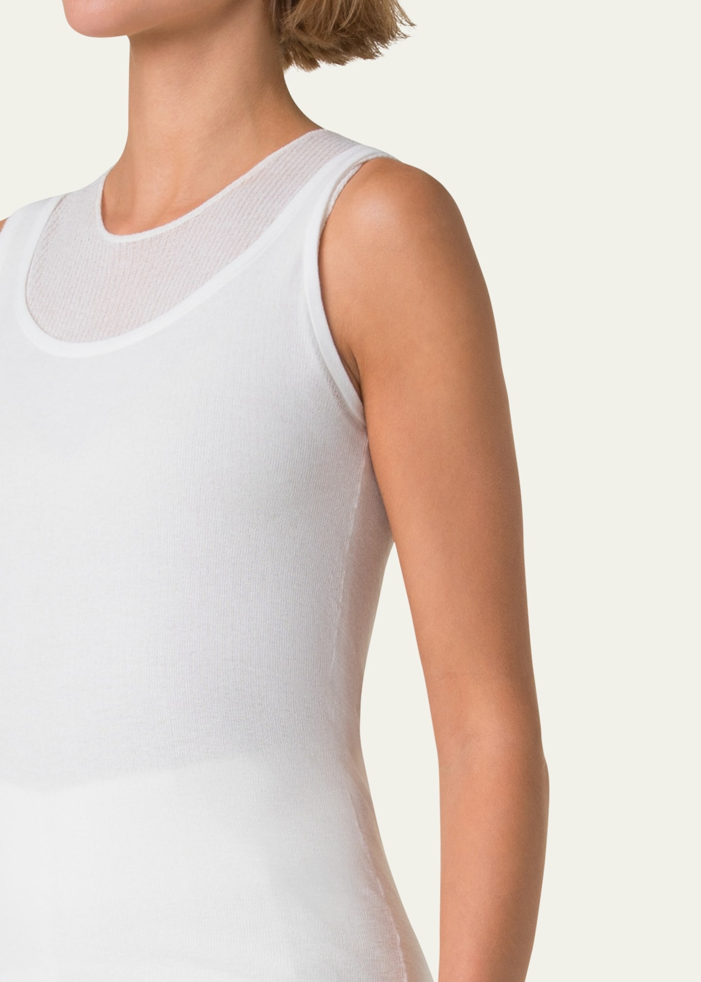 Structured Double-Layer Cotton Blend Knit Top - 5