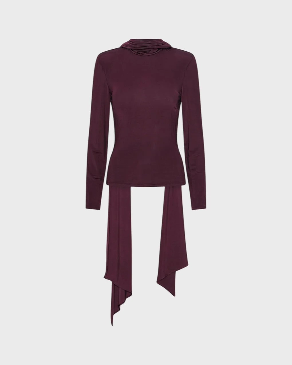 Top Long-Sleeved Scarf Burgundy - 1