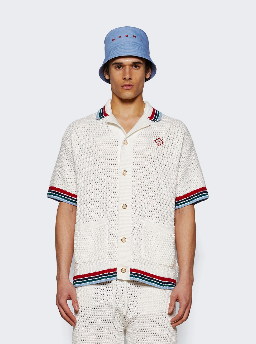 Sporty Faux Crochet Shirt White - 2