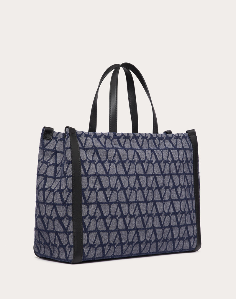 TOILE ICONOGRAPHE MEDIUM SHOPPER IN JACQUARD FABRIC WITH DENIM EFFECT 3