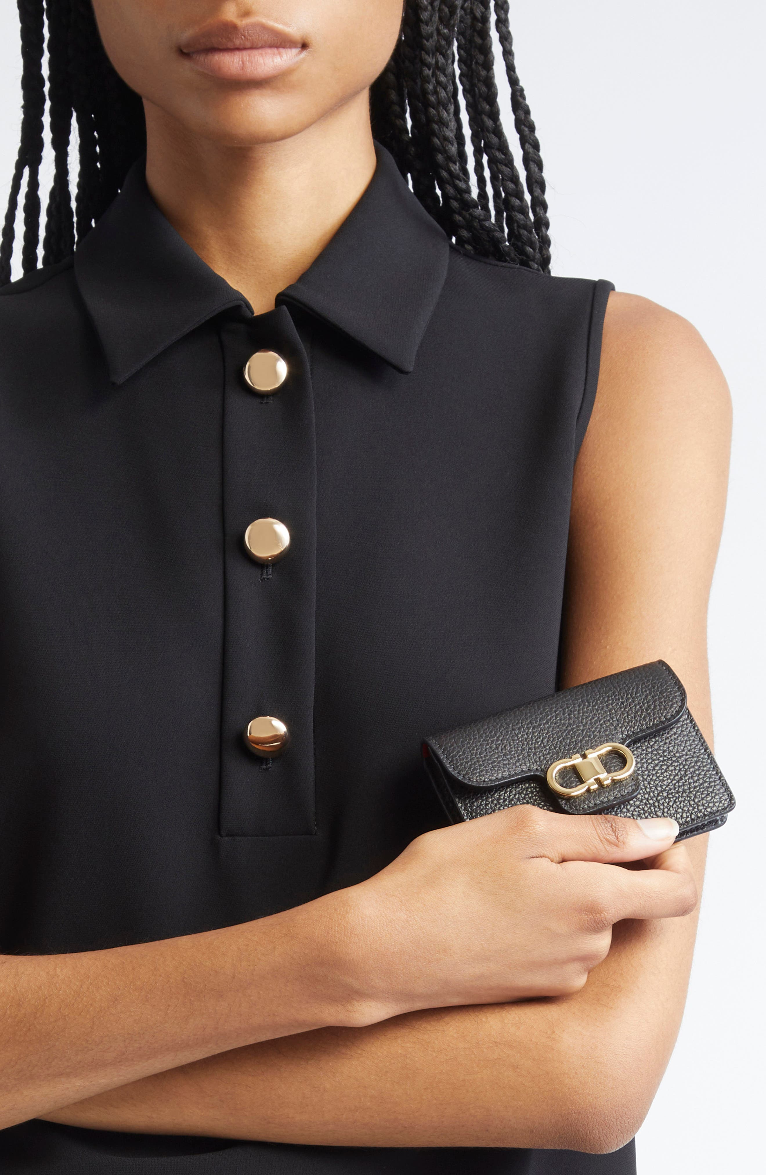 FERRAGAMO Double Gancio Key Holder in Nero/Flame Red at Nordstrom - 3