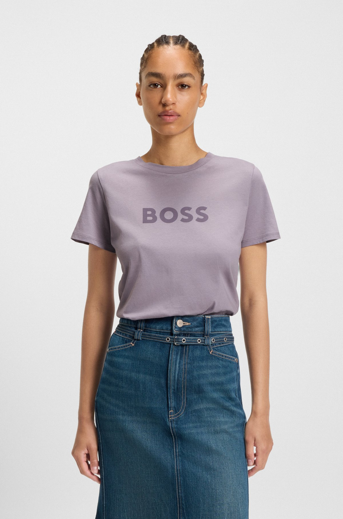 COTTON T-SHIRT WITH CONTRAST LOGO STRIPE - 2