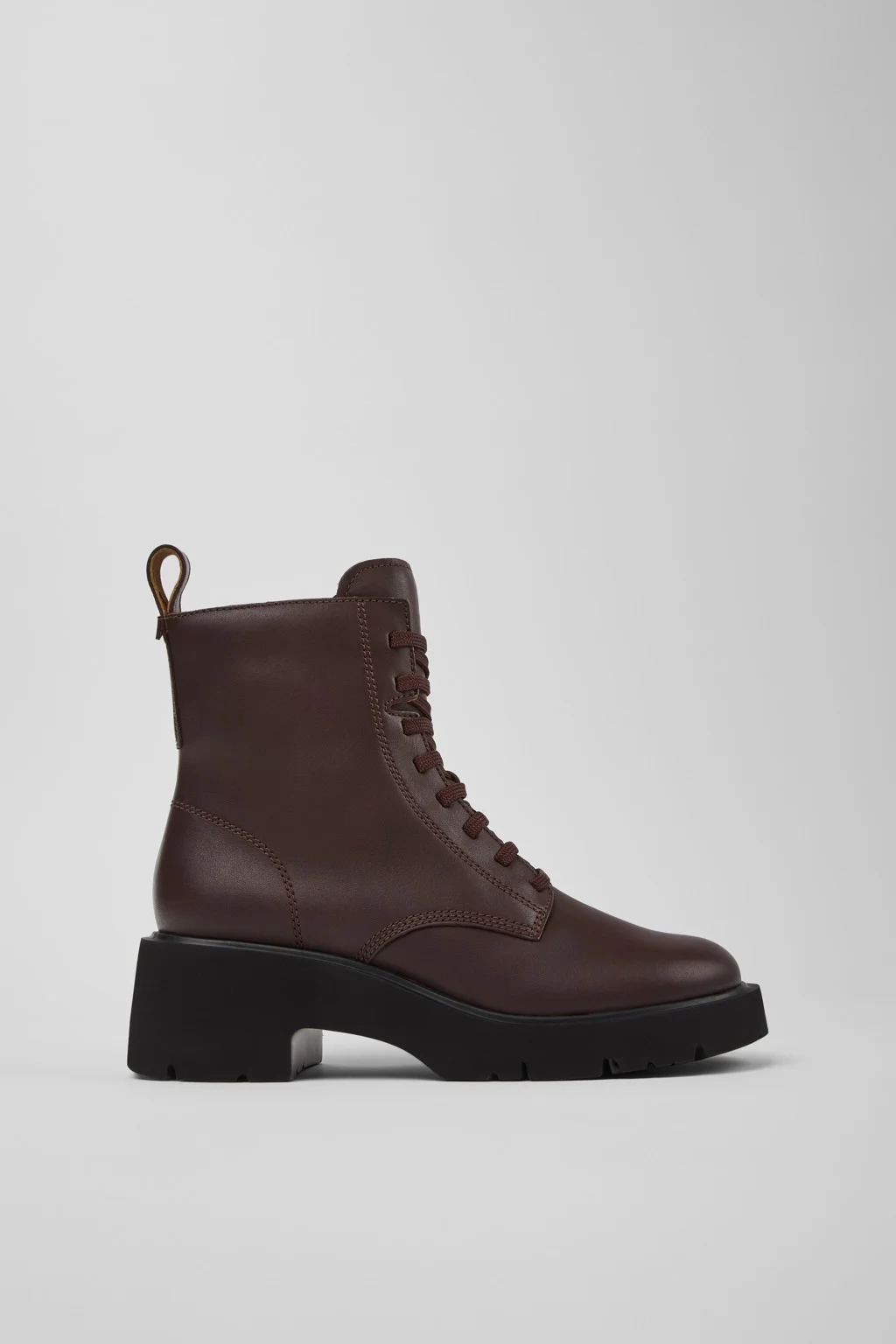 Milah Brown Leather Mid Boots for Women. - 1