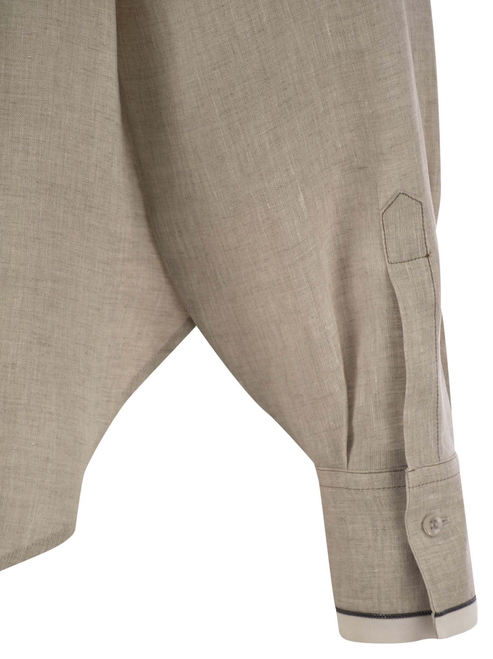 Brunello Cucinelli Women Linen Shirt With Shiny Cuffs - 4
