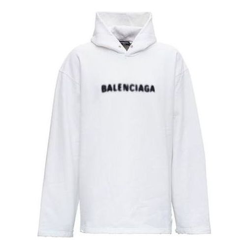 BALENCIAGA Balenciaga Blurred Logo Distress Hoodie 'White