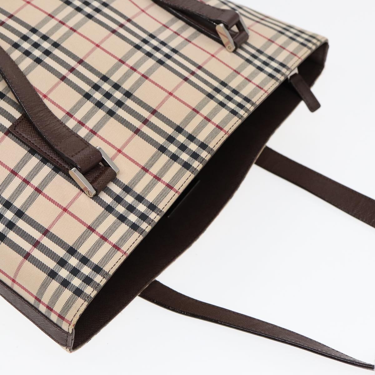 Burberry Nova Check Tote Bag Canvas Beige Brown Silver - 7