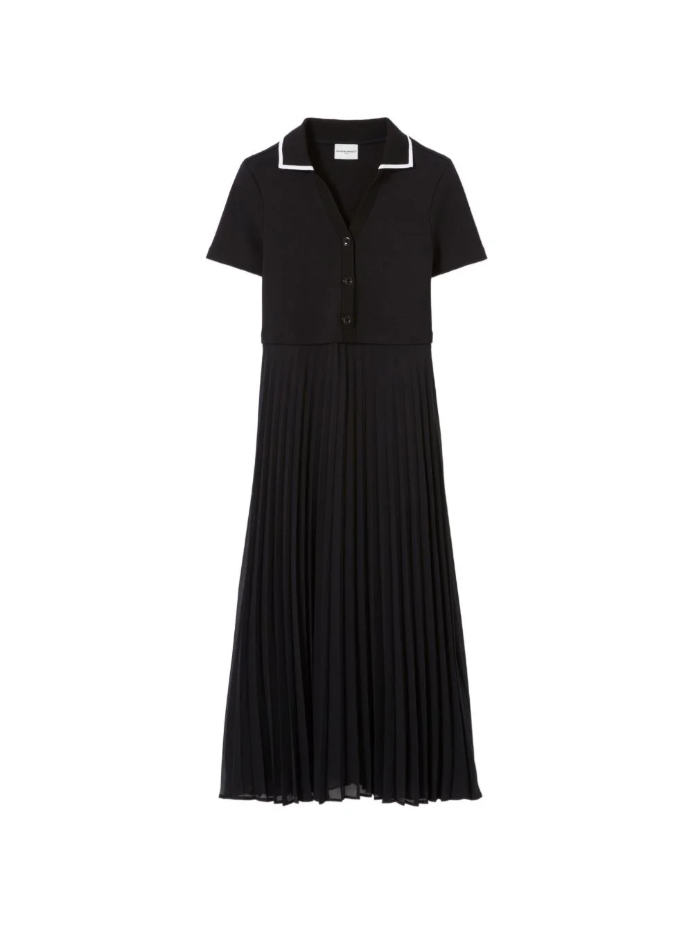 pleated short-sleeve dress - 1
