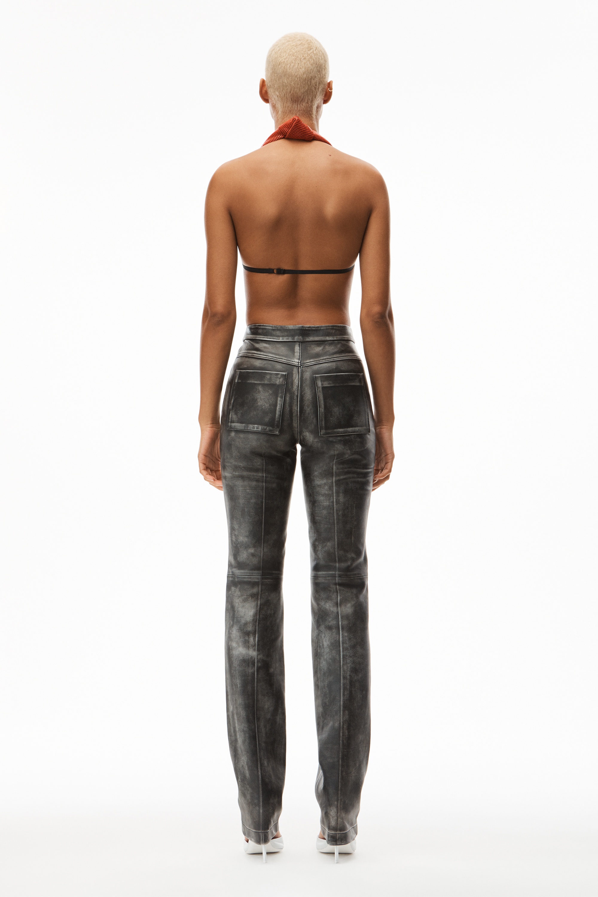 SLIM STRAIGHT PANT IN MOTO LEATHER - 5