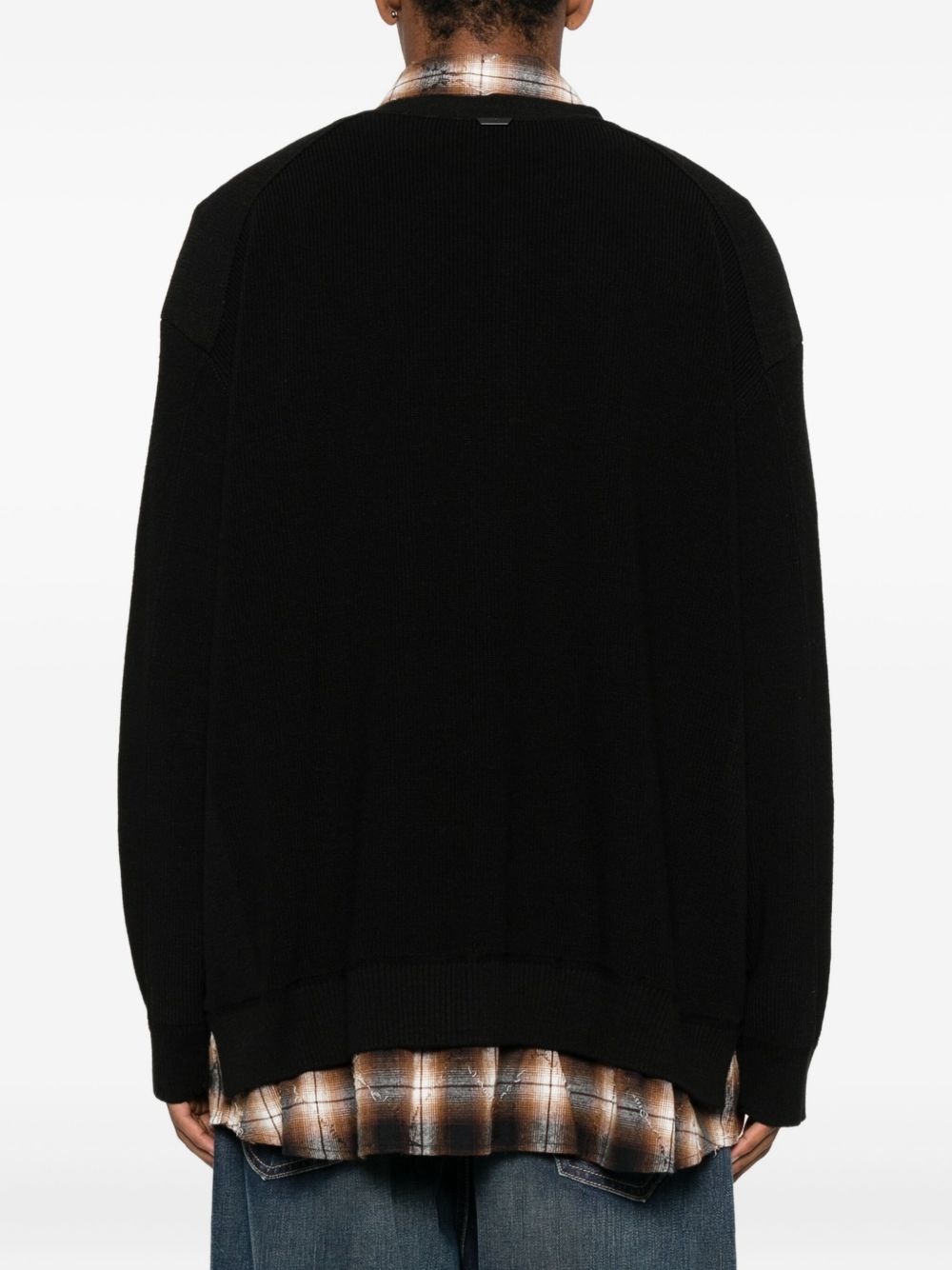 button-front plaid-layered cardigan - 4