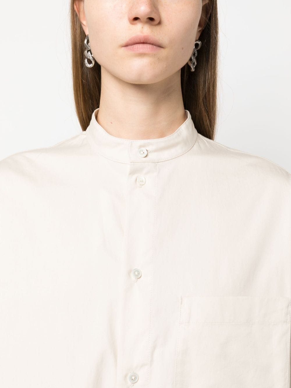 band-collar cotton shirtdress - 6