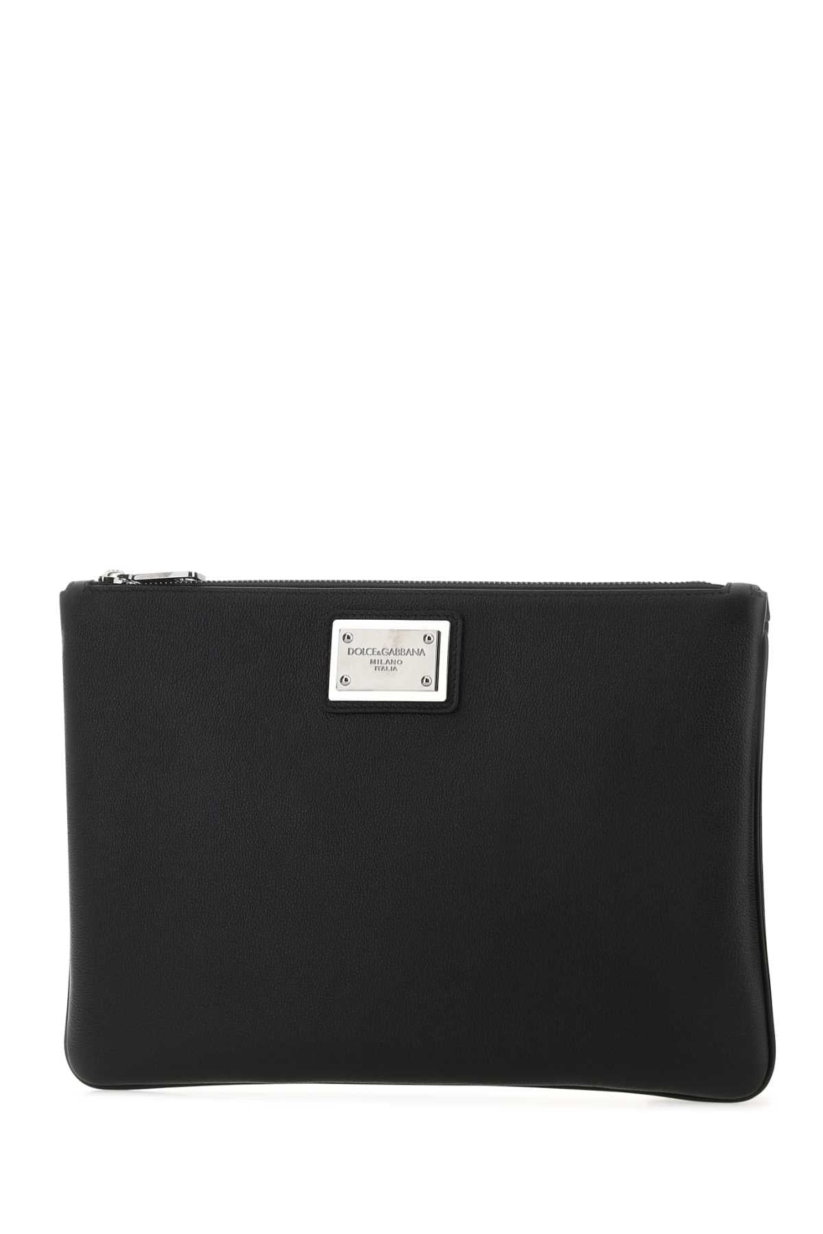 Dolce & Gabbana Men Black Leather And Nylon Pouch - 2
