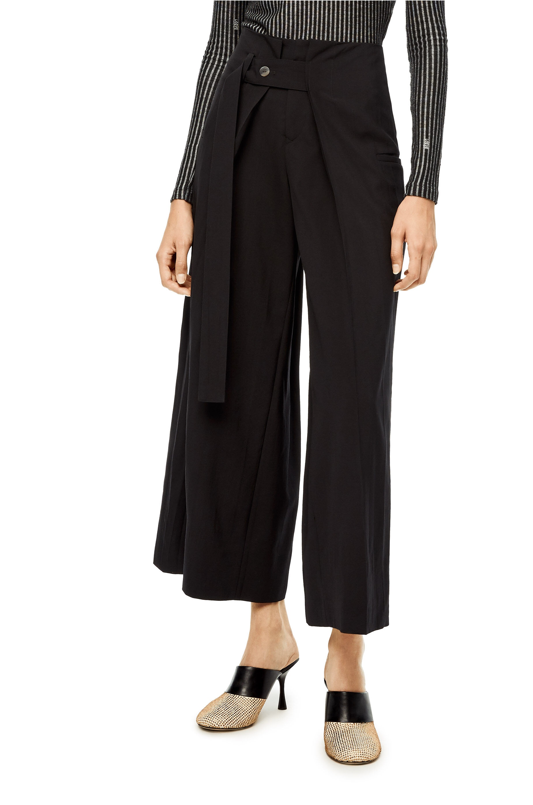 Cropped belted trousers in wool - 3
