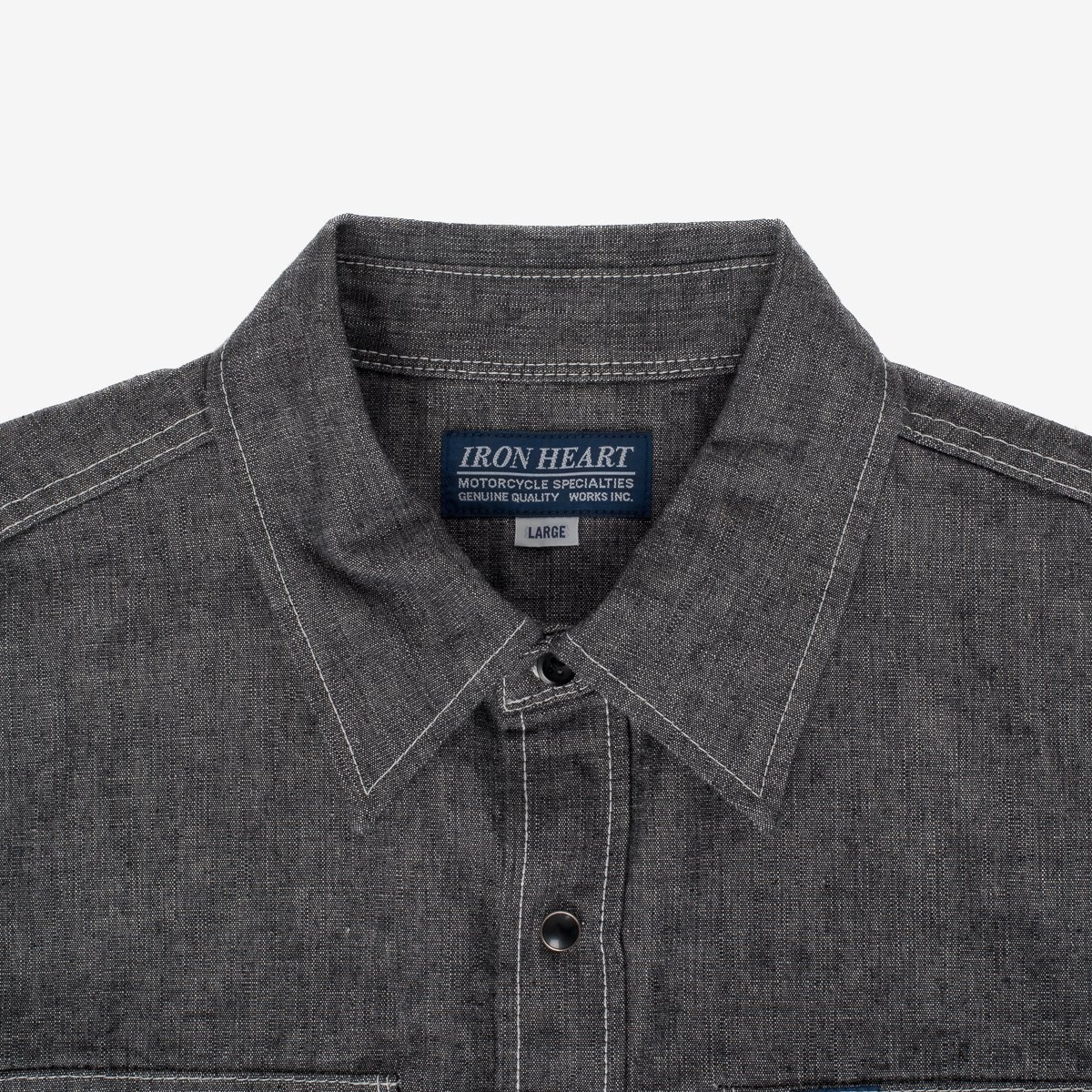 10oz Selvedge Chambray Single Yoke Western Shirt - Black - 7