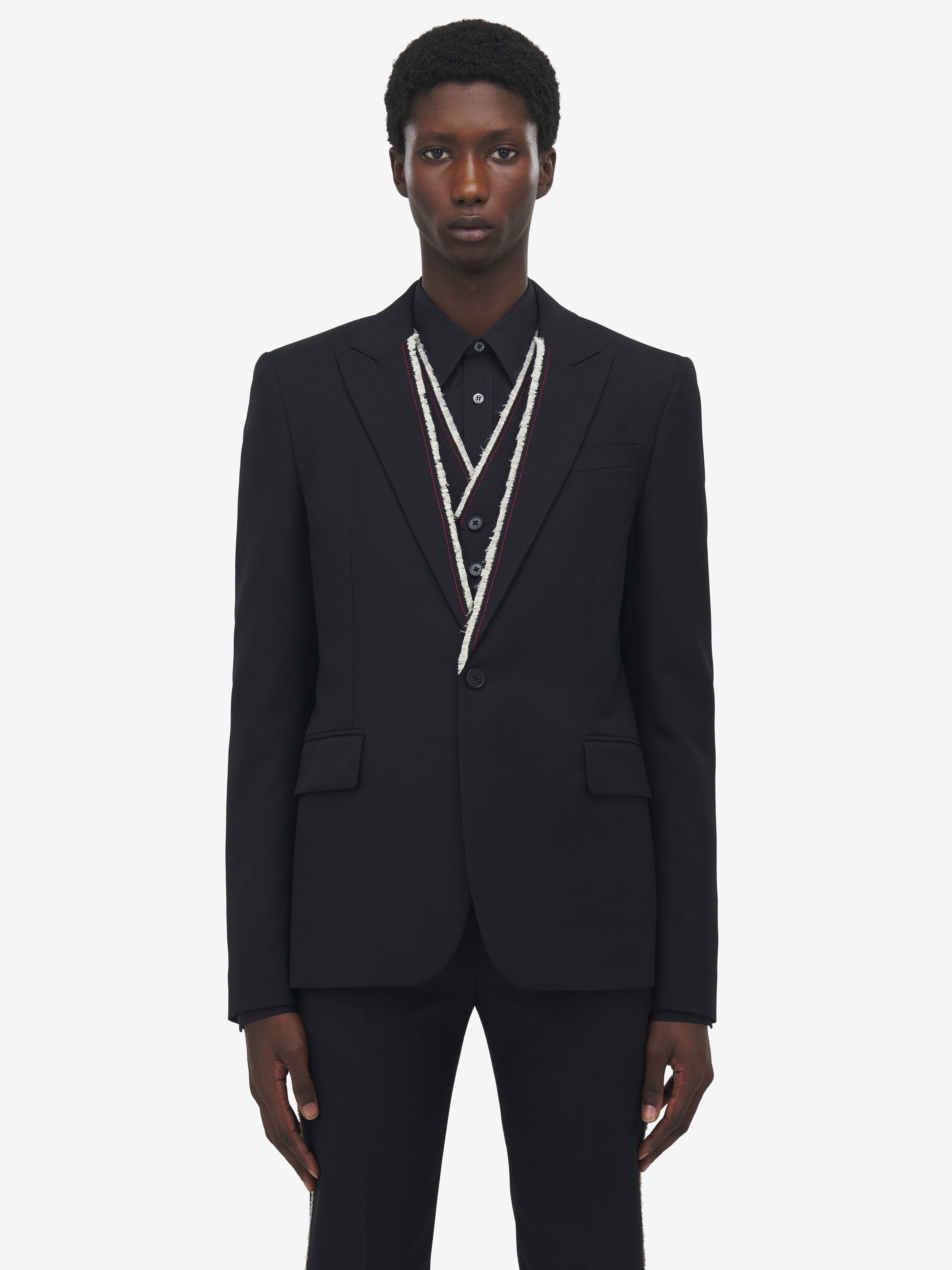 Raw Edge Canvas Single-Breasted Jacket - 2