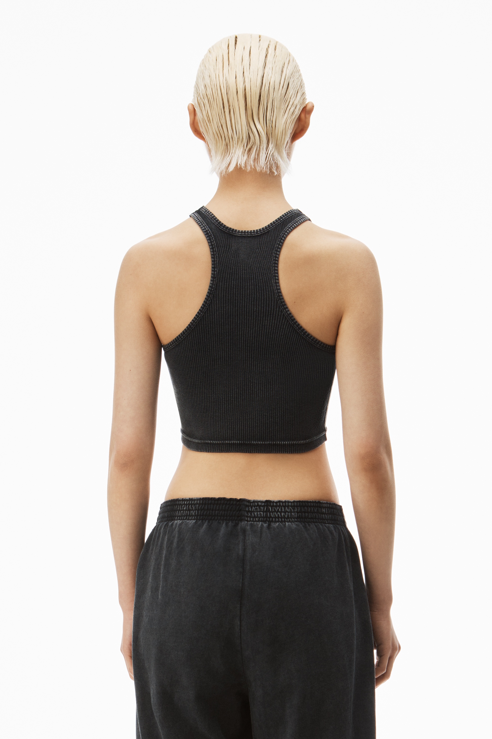 cropped racer tank in ribbed cotton - 4
