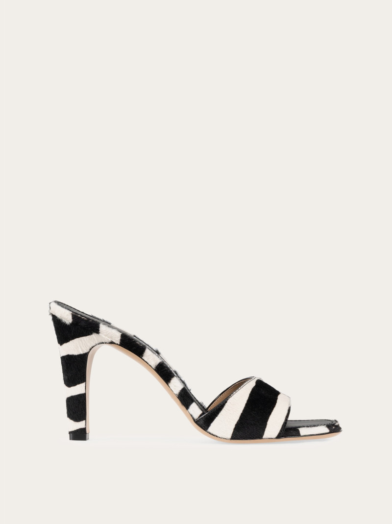 Pony skin heeled slide 1