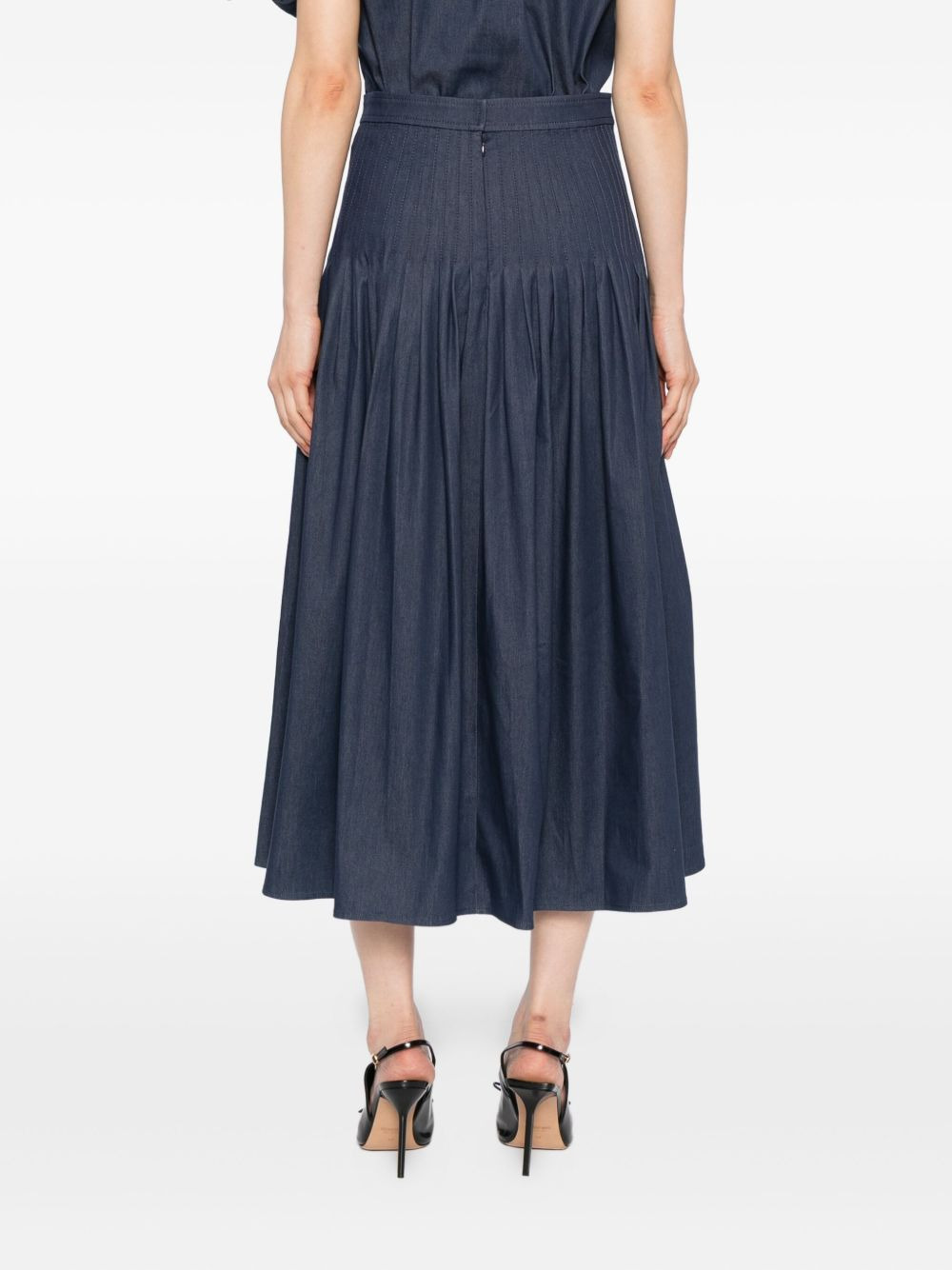 pleated denim skirt - 4