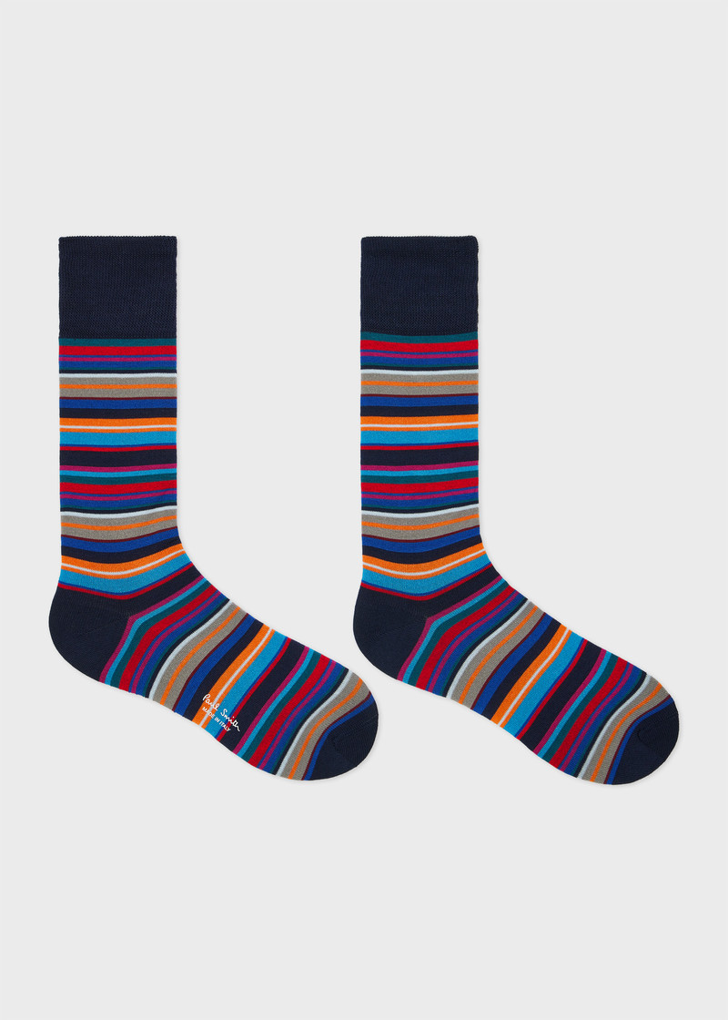 Paul Smith Navy Multicolour Stripe Socks outlook