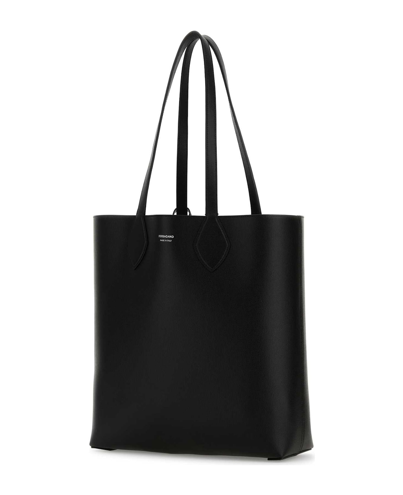Black Leather Allover Shopping Bag - 2