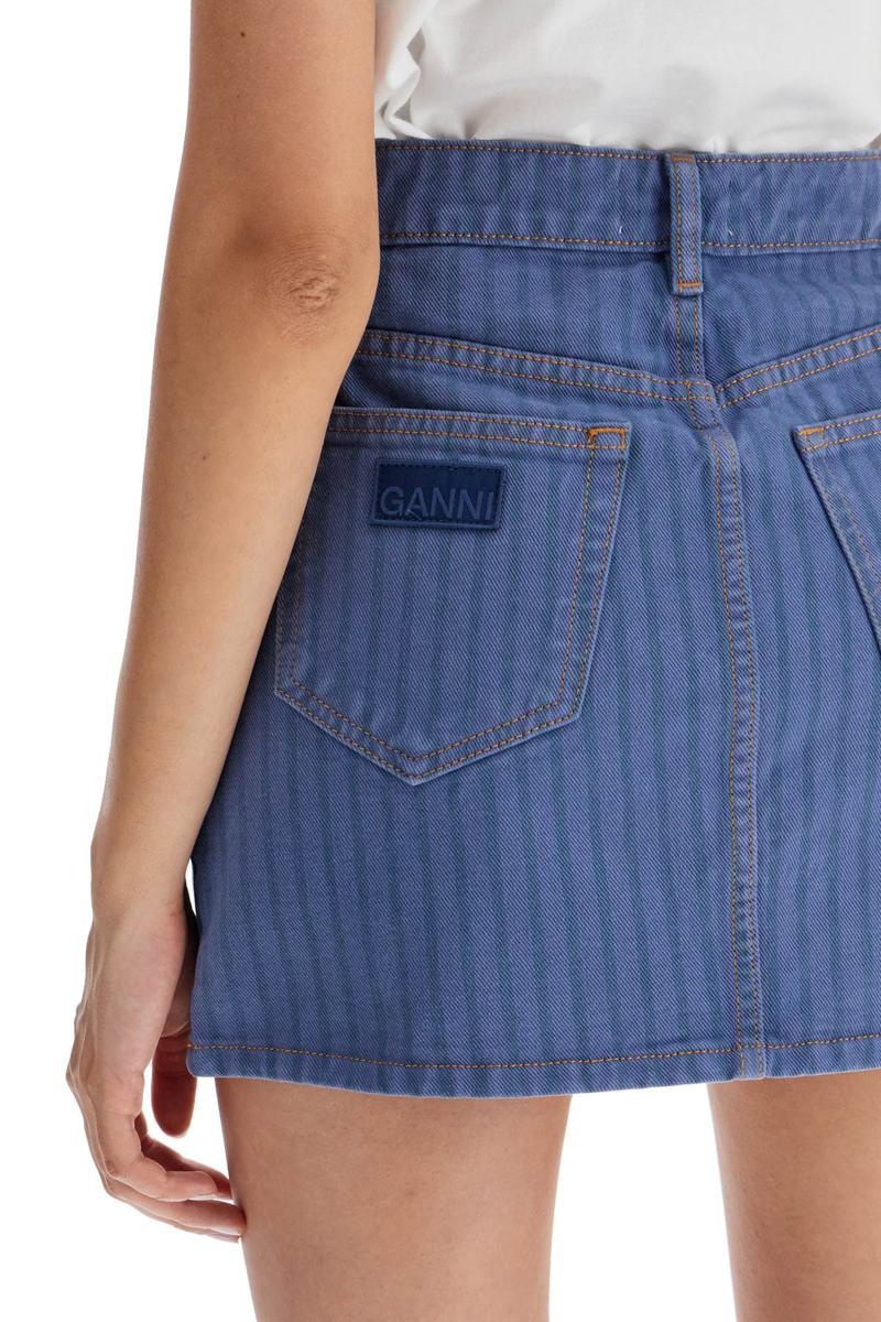 Ganni "STRIPED OVERDYED DENIM MINI - 4