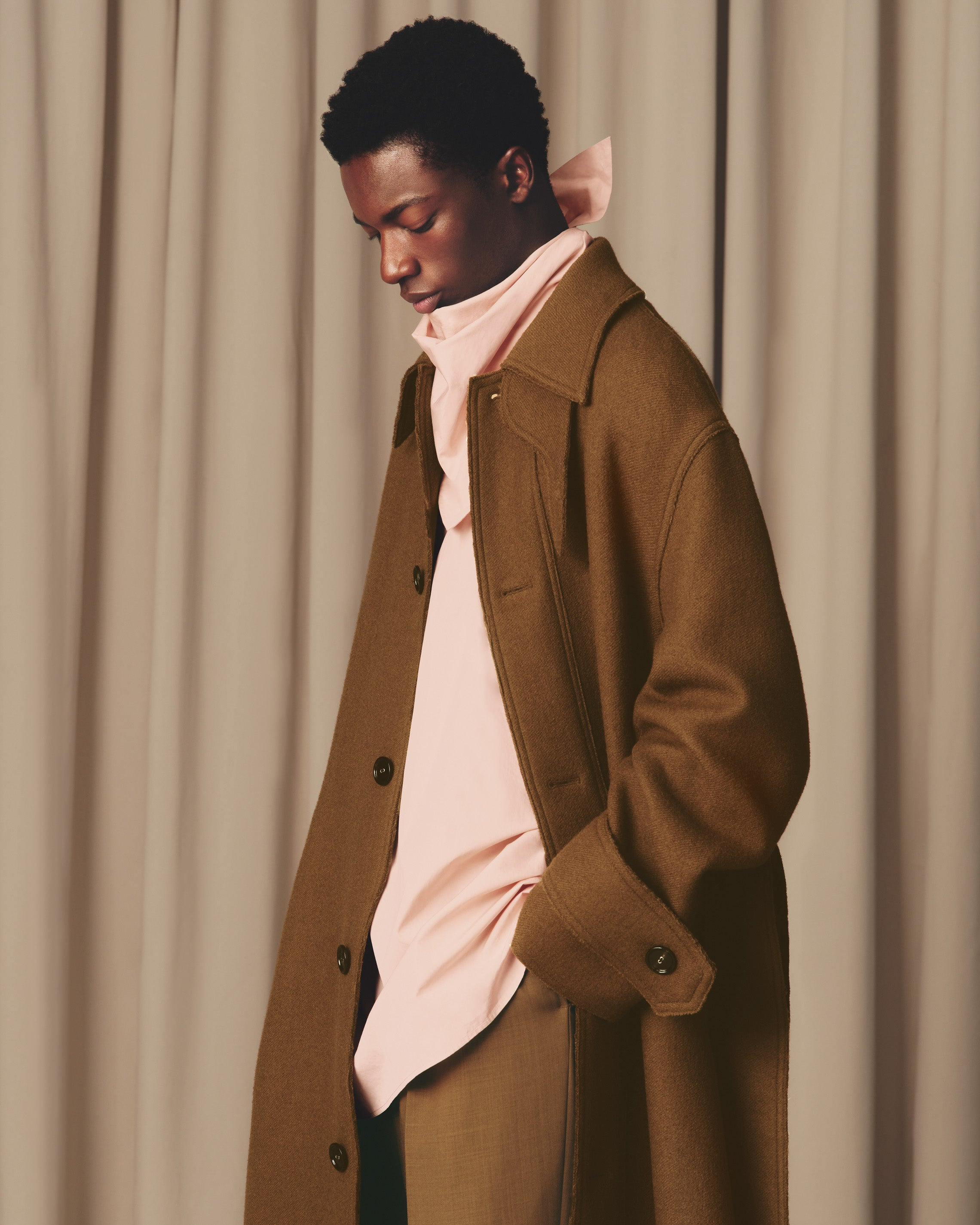 BROWN WOOL BELTED MAC - 9