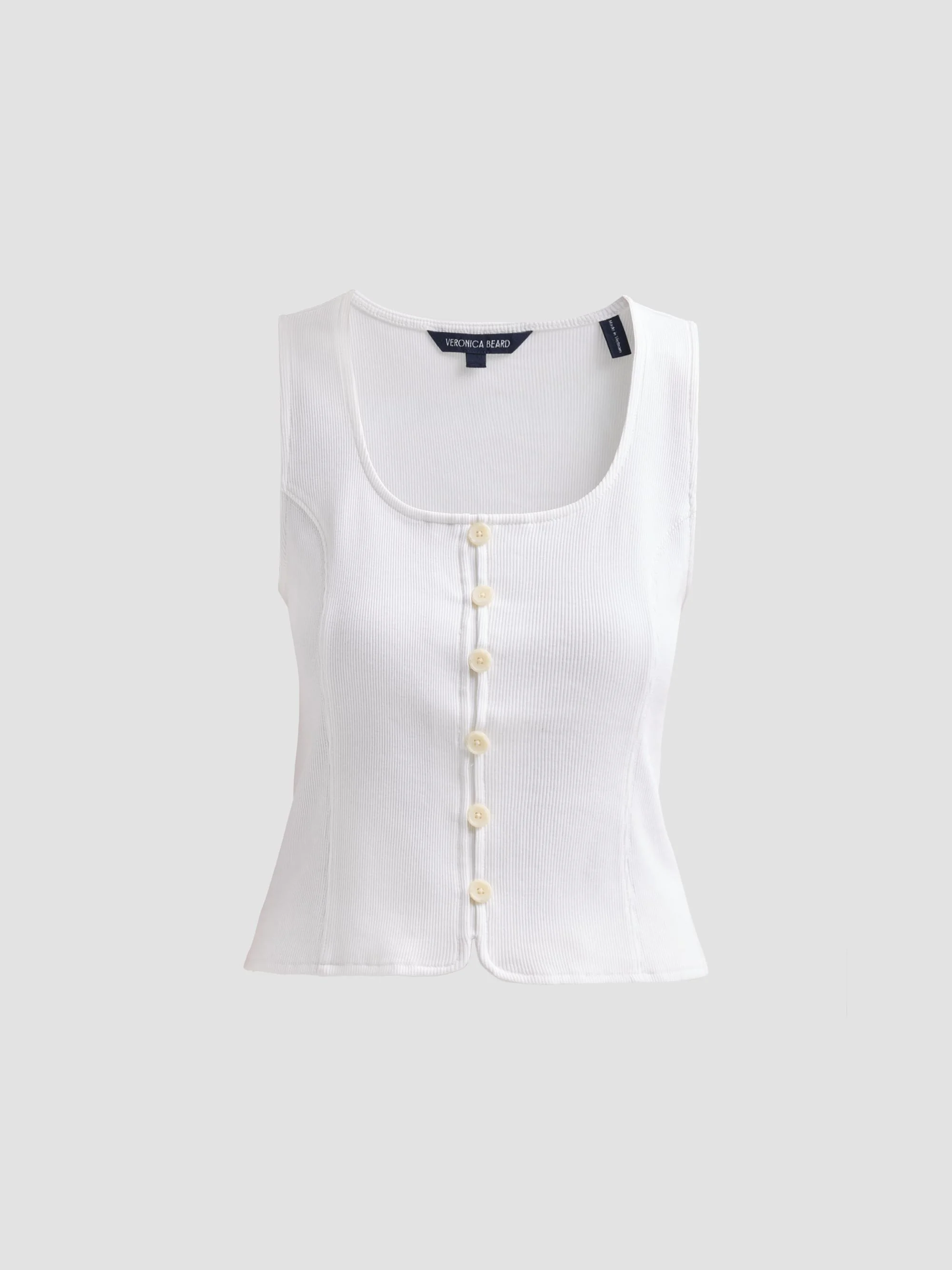 Women's Quenby Stretch-Cotton Sleeveless Top - White - 1