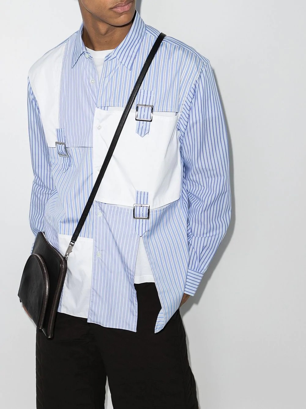 buckle-detail vertical-stripe shirt - 2