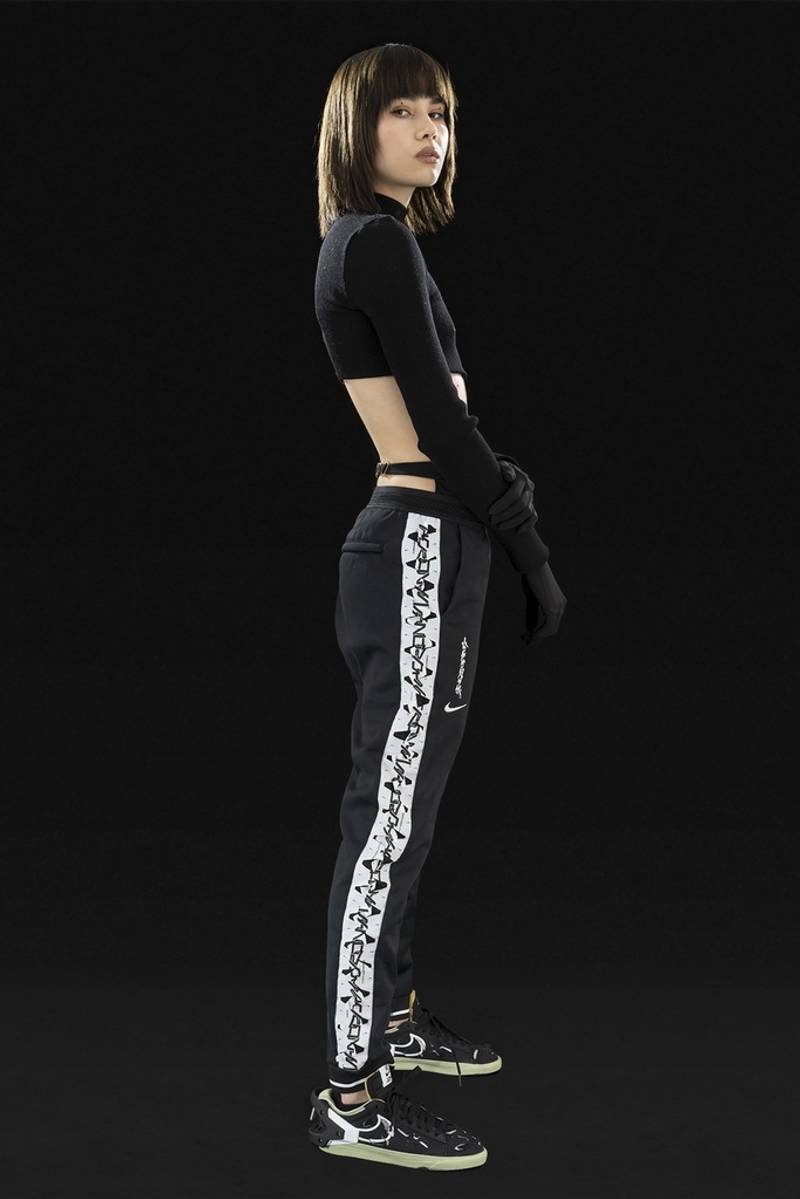 ACRONYM GGG-P1-010 Nike® Acronym® Track Pant Knit BLACK/WHITE ] with BLA-001 outlook