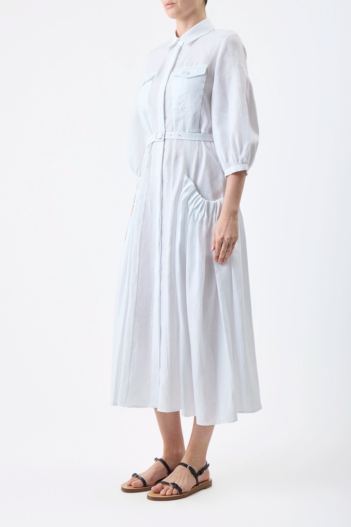 Woodward Dress in Aloe Linen - 3
