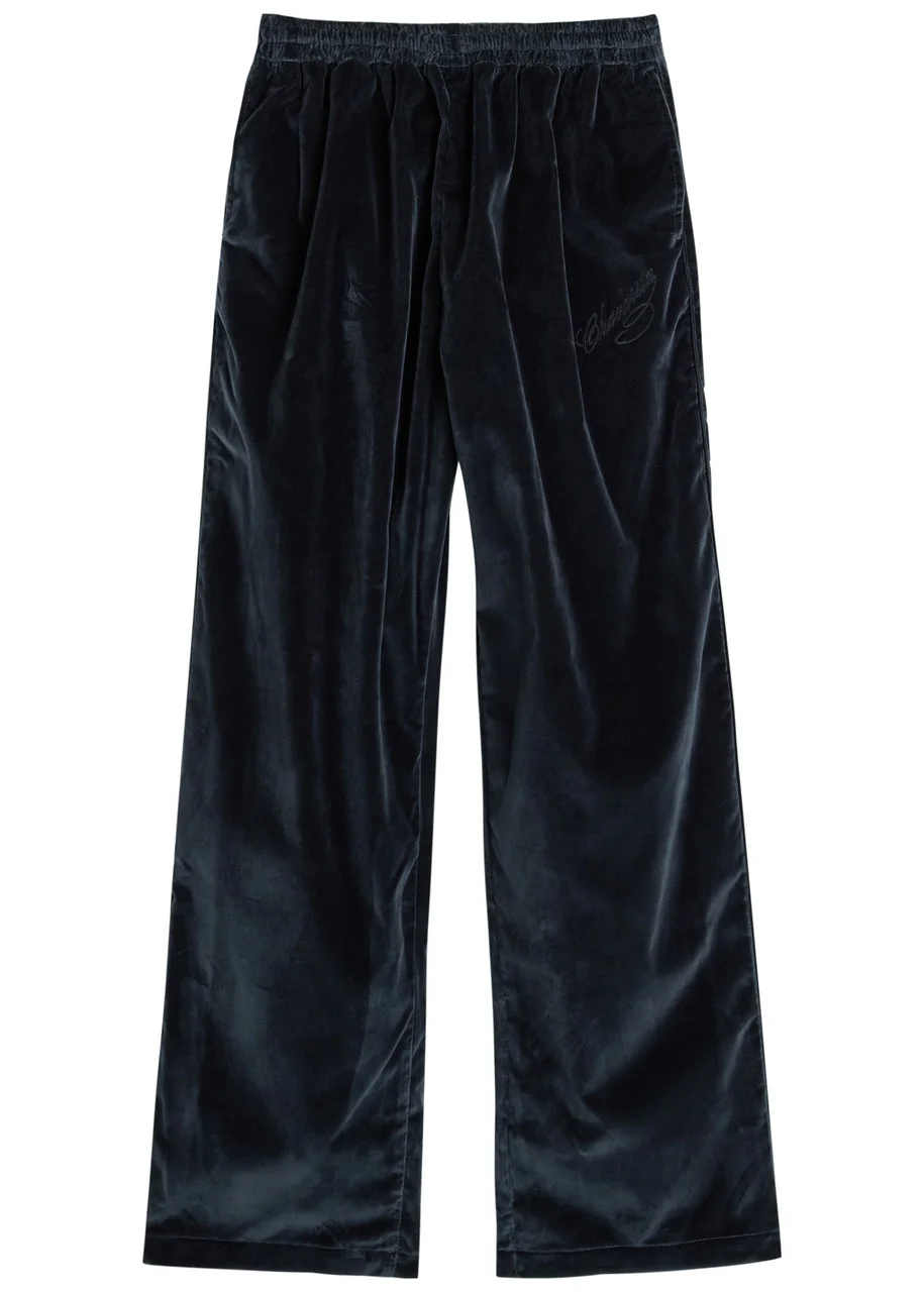 Willy Chavarria Ruff Rider Straight-leg Velour Trousers - 1